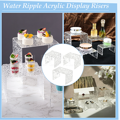 3Pcs 3 Sizes Water Ripple Acrylic Jewelry Display Risers ODIS-WH0061-04-1