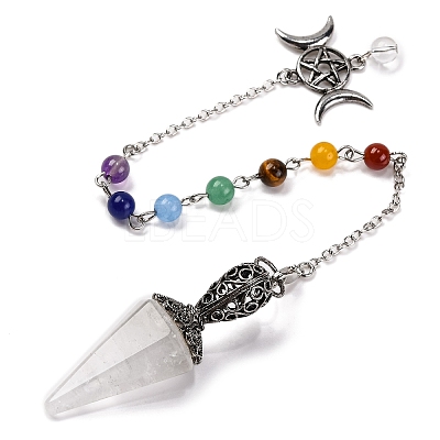 Natural Quartz Crystal Pointed Hexagonal Cone Dowsing Pendulums G-Q184-03H-AS-1