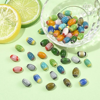 54Pcs 9 Colors Handmade Millefiori Lampwork Beads LAMP-YW0004-20-1