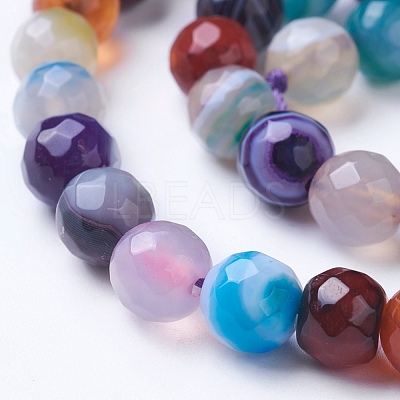 Natural Striped Agate/Banded Agate Beads Strands G-G753-09-8mm-1