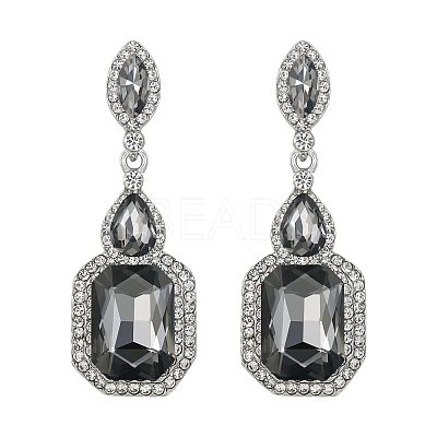 Brass Rhinestone Dangle Stud Earrings FS-WG9D6B6-13-1