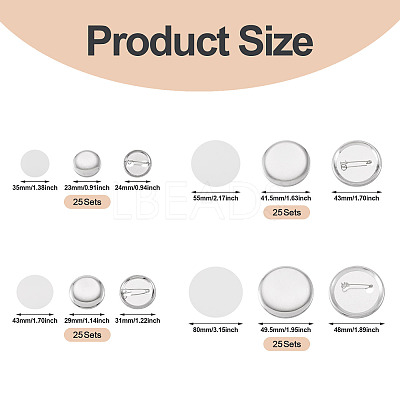 100 Sets 4 Styles Flat Round Sublimation Blank Badge Button Parts DIY-TA0013-64-1