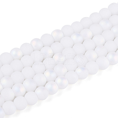 Frosted Opaque Glass Beads Strands GLAA-T032-P4mm-MBB02-1