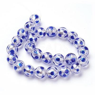 Handmade Silver Foil Lampwork Beads Strands FOIL-L016-D02-1