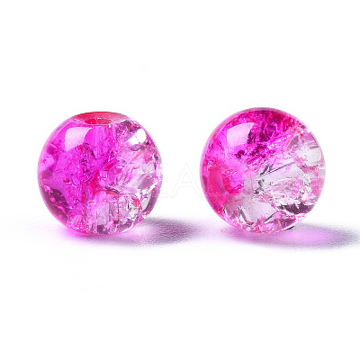 Transparent Crackle Baking Paint Glass Beads DGLA-N033-10-1