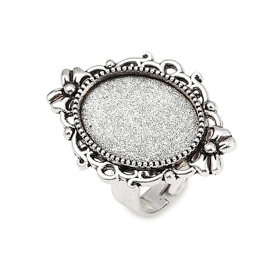 Vintage Adjustable Iron Finger Ring Components Alloy Cabochon Bezel Settings PALLOY-Q300-10AS-NR-1