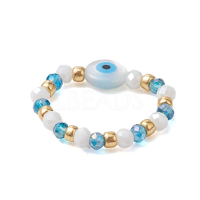 Glass Beaded Stretch Rings for Women RJEW-JR00704-1