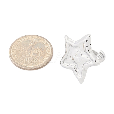 Anti-Tarnish 304 Stainless Steel Star Open Cuff Rings RJEW-M047-06P-1