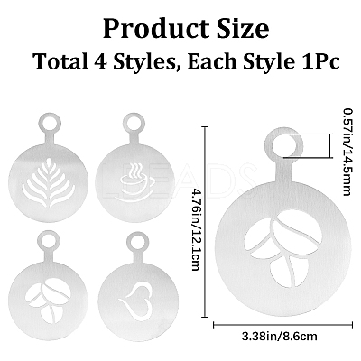 430 Stainless Steel Coffee Latte Art Molds AJEW-WH0038-40P-1