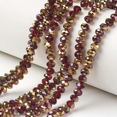 Electroplate Transparent Glass Beads Strands X-EGLA-A034-T6mm-O07-1
