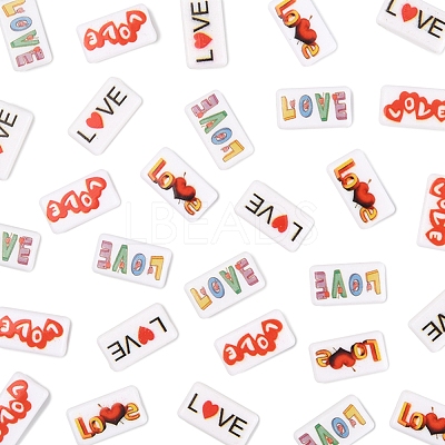 40Pcs 4 Colors Printed Opaque Acrylic Beads OACR-FS0004-05-1