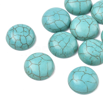 Craft Findings Dyed Synthetic Turquoise Gemstone Flat Back Dome Cabochons TURQ-S266-14mm-01-1