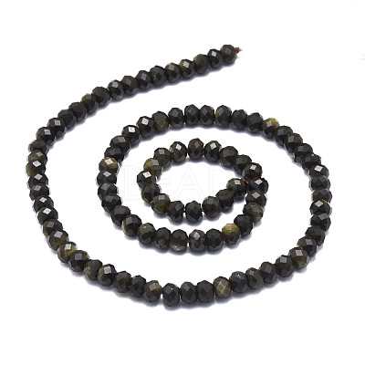 Natural Golden Sheen Obsidian Beads Strands G-E569-I02-1