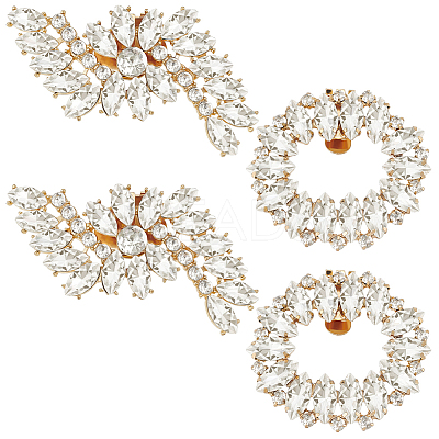 4Pcs 2 Styles Alloy Rhinestone Shoe Decoration DIY-FG0004-73-1