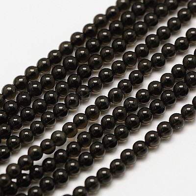 Natural Obsidian Round Bead Strands G-A130-3mm-04-1