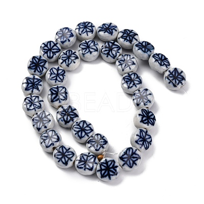 Handmade Blue and White Porcelain Beads Strands PORC-I027-15B-1