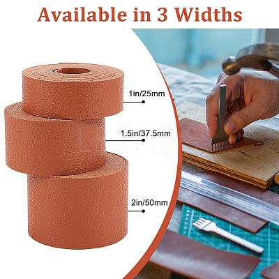 2M Flat Single Face Lychee Pattern Imitation Leather Band LC-WH0010-02C-04-1