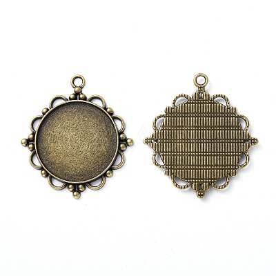Vintage Tibetan Style Alloy Pendant Cabochon Settings X-TIBEP-M018-92AB-NF-1