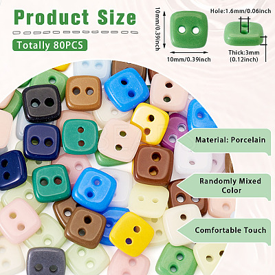 80Pcs 2-Hole Porcelain Buttons PORC-PJ0001-02C-1