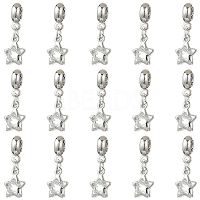10Pcs Alloy Crystal Rhinestone Star European Dangle Charms MPDL-YW0001-06-1