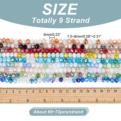 9 Strands 9 Color Electroplate Glass Beads Strands EGLA-AR0001-21-1