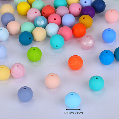 Round Silicone Focal Beads SI-JX0046A-98-1