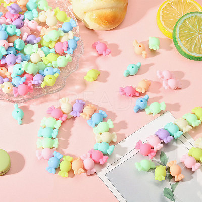 200Pcs Rubberized Style Acrylic Beads SACR-FH0001-15-1