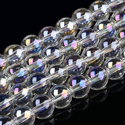 Electroplate Transparent Glass Beads Strands GLAA-T032-T8mm-AB13-1