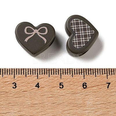 Tartan Pattern Printed Opaque Acrylic European Beads OACR-P038-06A-M-1