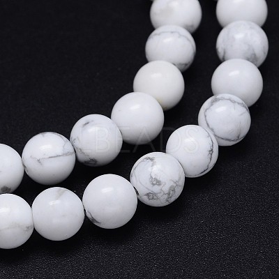 Round Natural Howlite Bead Strands G-F222-14-10mm-1