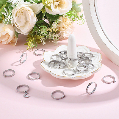 24Pcs 304 Stainless Steel Finger Ring Settings STAS-BBC0010-09A-1