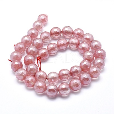Electroplated Cherry Quartz Glass Beads Strands G-O164-04-6mm-1