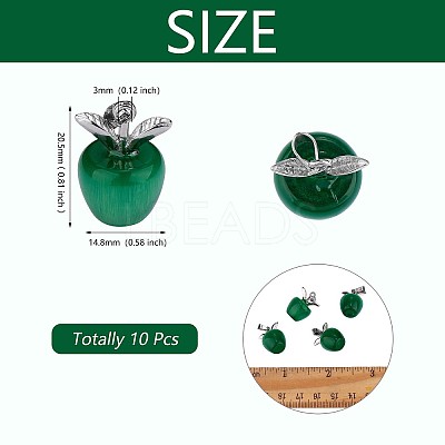 10Pcs Apple Gemstone Charm Pendant Crystal Quartz Healing Natural Stone Pendants Pink Silver Buckle for Jewelry Necklace Earring Making Crafts JX525H-1