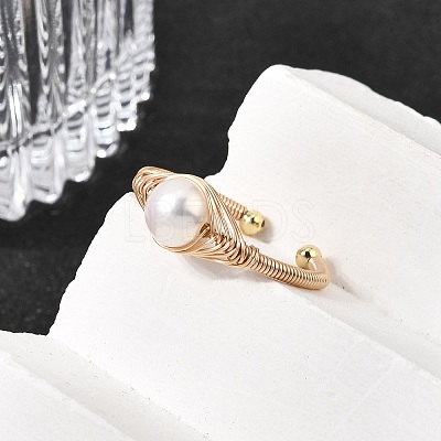 Brass Cuff Open Rings for Women RJEW-D344-01G-1
