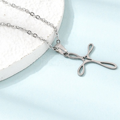 304 Stainless Steel Religion Cross Pendant Necklaces SA-CBAB727-02P-1
