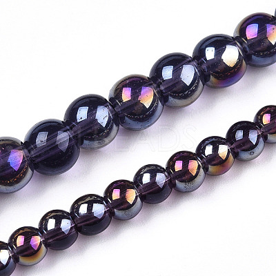 Electroplate Transparent Glass Beads Strands GLAA-T032-T6mm-AB03-1