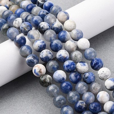 Natural Sodalite Round Bead Strands G-E334-8mm-08-1
