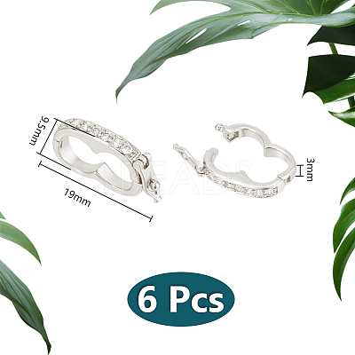 6Pcs Rack Plating Brass Micro Pave Cubic Zirconia Twister Clasps ZIRC-UN0001-08P-1