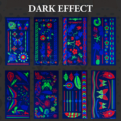 8 Sheets 8 Style Creative Fluorescent Arm Removable Temporary Tattoos Paper Stickers STIC-TA0002-02-1