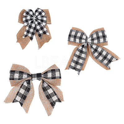 3Pcs 3 Style Big Bowknot Polyester Imitation Linen Ornament Accessories DIY-CA0002-61-1