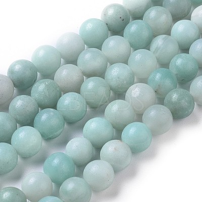 Smooth Round Natural Amazonite Bead Strands G-I183-02-8mm-1