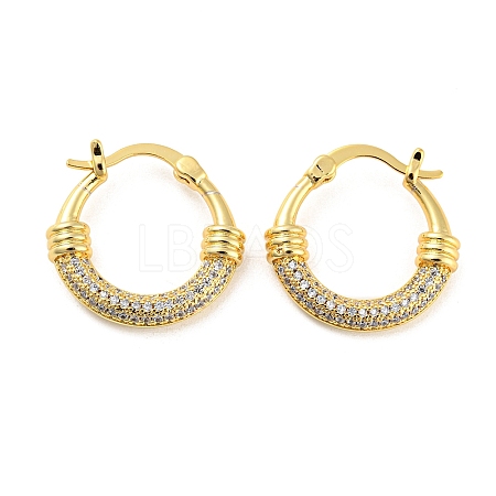 Brass Micro Pave Clear Cubic Zirconia Hoop Earrings EJEW-Q785-06G-1