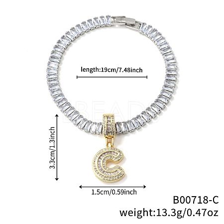 Fashionable Brass Micro Pave Clear Cubic Zirconia Charm Bracelets AF9298-3-1