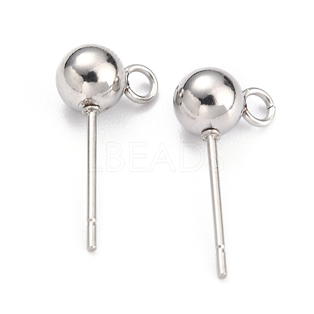 Non-Tarnish 304 Stainless Steel Ball Post Stud Earring Findings X-STAS-Z035-02P-E-1