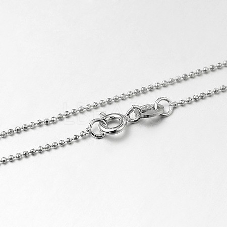 Anti-Tarnish Trendy Rhodium Plated 925 Sterling Silver Ball Chain Necklaces X-STER-M050-1.0B-09-1