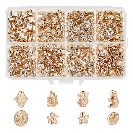 300Pcs 8 Style Plating ABS Plastic Beads KY-PH0001-63-1