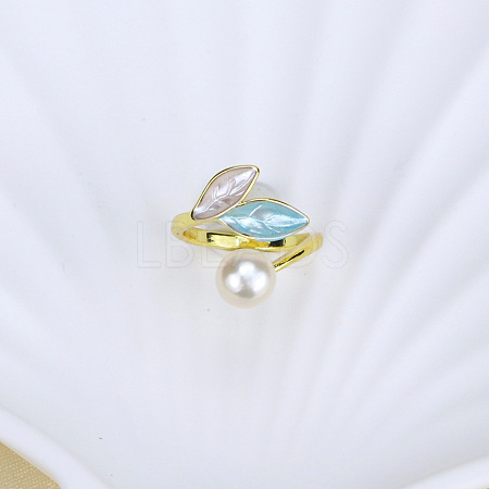 Natural Freshwater Pearl with Natural Shell Cuff Rings WGACE42-14-1