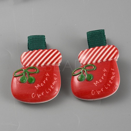 Cute Christmas Acrylic Alligator Hair Clips PHAR-WH0013-03F-1