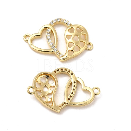 Brass Micro Pave Clear Cubic Zirconia Connector Charms KK-E068-VB376-1