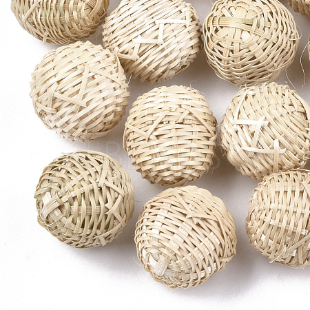 Handmade Reed Cane/Rattan Woven Beads WOVE-T006-106-1